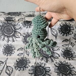 Green Crochet Squid Keychain